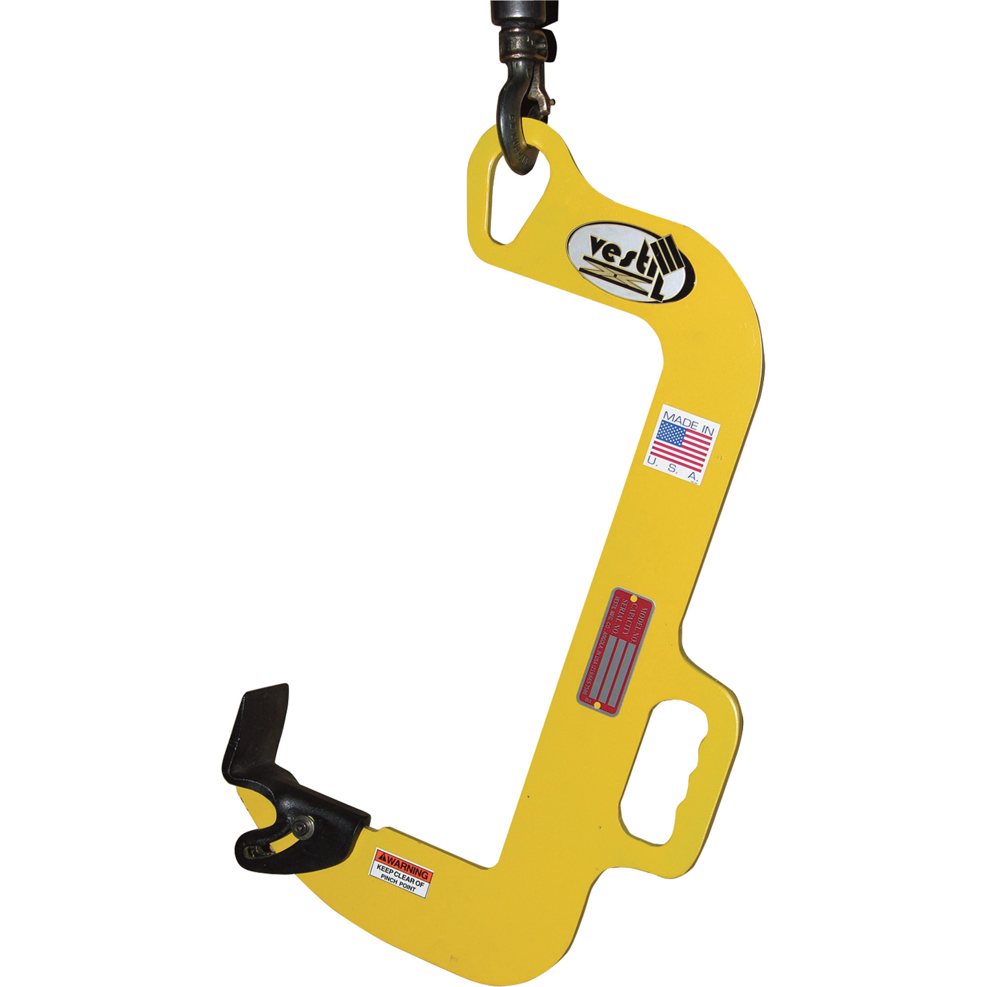 Vestil Overhead Coil Hook - 2,000-Lb. Lifting Capacity, 8in. Maximum Coil Width, Rugged Steel, Model# CH-20-8